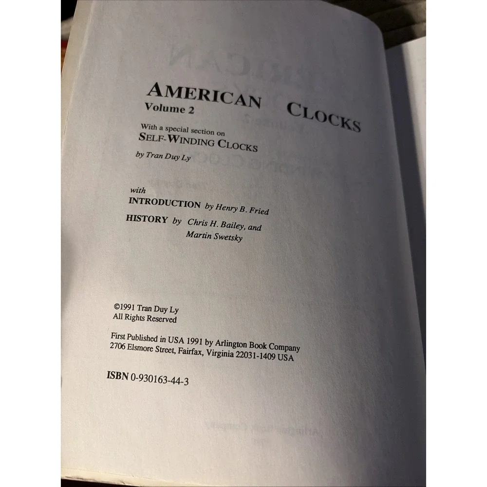 American Clocks Vol. 2 by Tran Duy Ly plus 1992 Price‎ Up-date